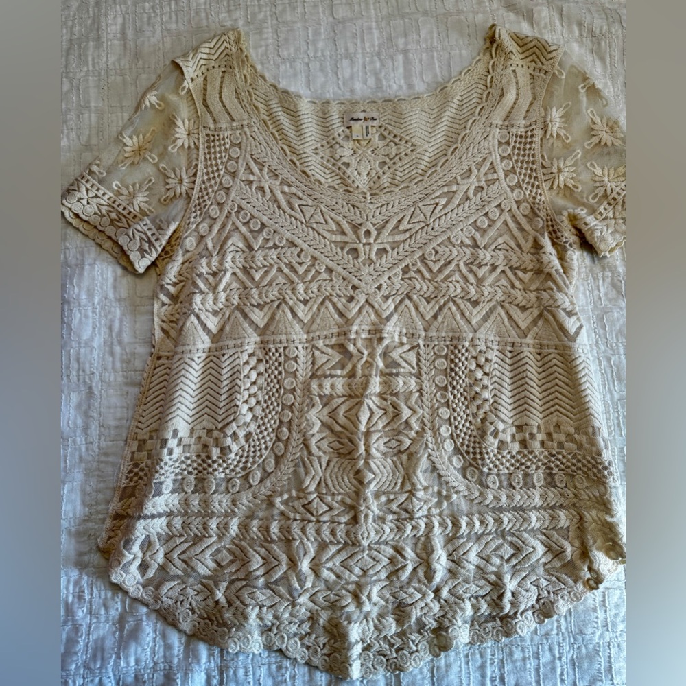 Anthropologie Cream Lace Blouse